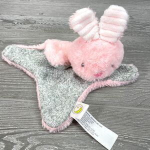 Animal Adventure Pink Grey Bunny Rabbit 12in Security Blanket Plush Lovey Toy